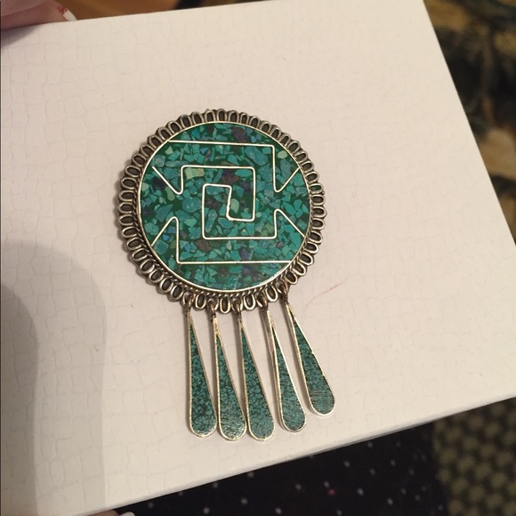 Vintage Crushed Turquoise Pendant & Earrings - Picture 8 of 8